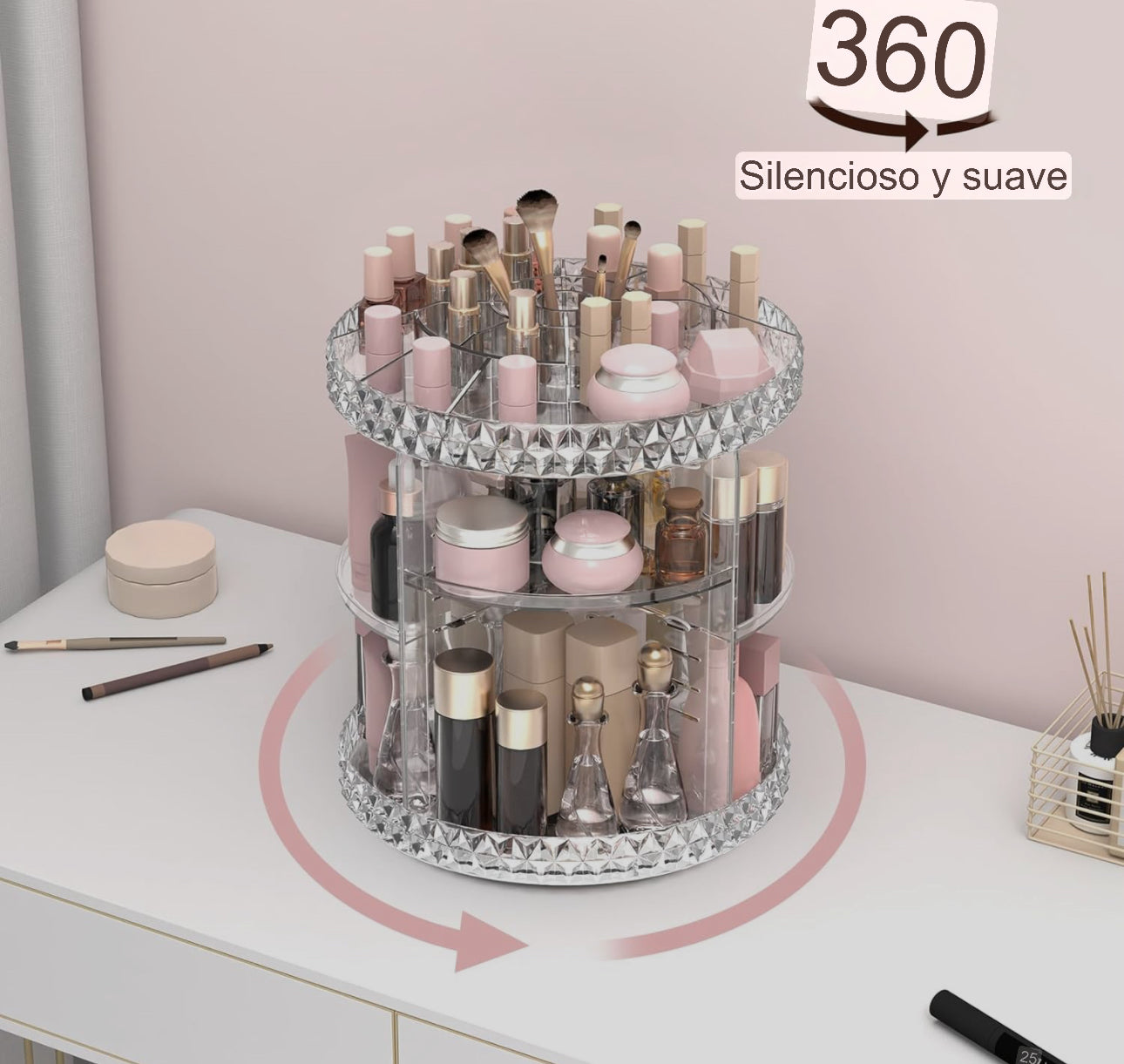 Organizador de maquillaje giratorio 360 grados