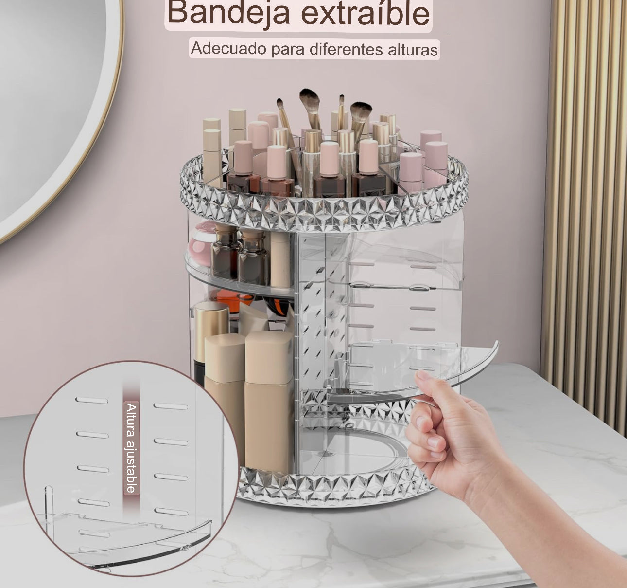 Organizador de maquillaje giratorio 360 grados